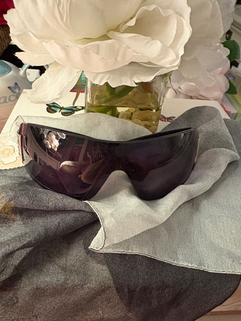 Wraparound Shield Sunglasses in Dark Violet Lens